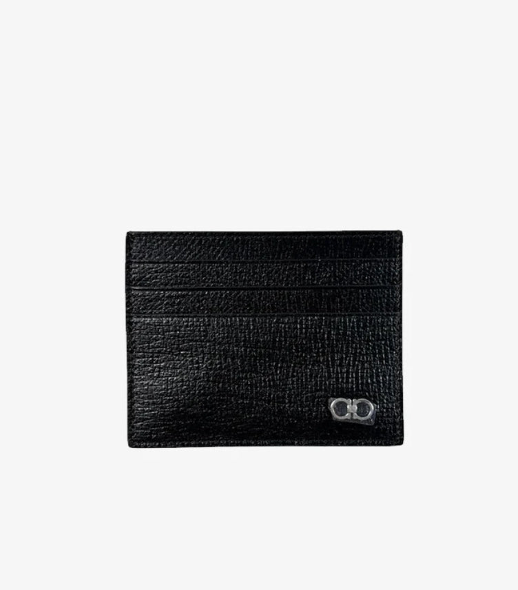 SALVATORE FERRAGAMO MEN’S LEATHER CARD HOLDER – BLACK