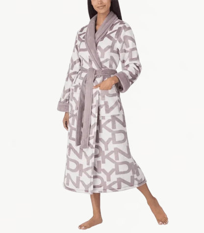 DKNY COZY CHENILLE LOGO PRINTED LONG DRESSING