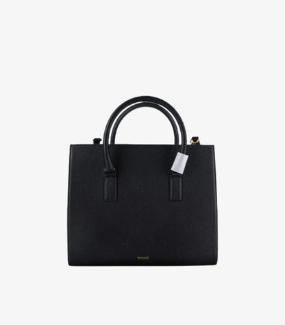 VERSACE LARGE GRAINED CALFSKIN VIRTUS TOP HANDLE SATCHEL