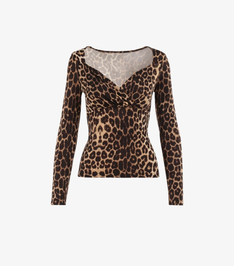 SHEIN BLACK AND BEIGE ANIMAL PRINT BLOUSE