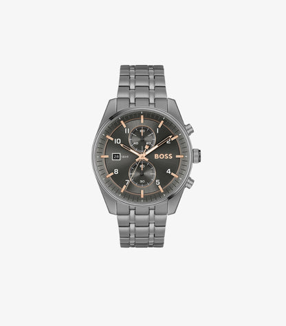 HUGO BOSS GUNMETAL STAINLESS STEEL CHRONOGRAPH WATCH 1514153