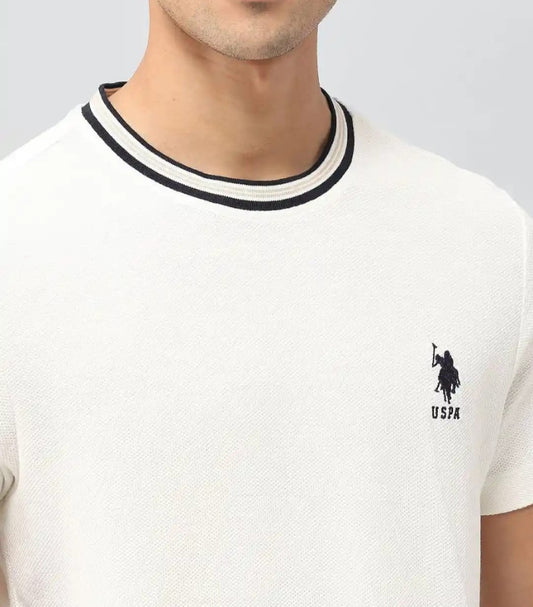 U.S. POLO ASSN. BRAND LOGO PRINTED ROUND NECK PURE COTTON SLIM FIT T SHIRT