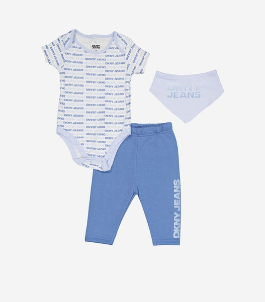 DKNY JEANS 03 PIECE BLUE & WHTE BODYUIT SET