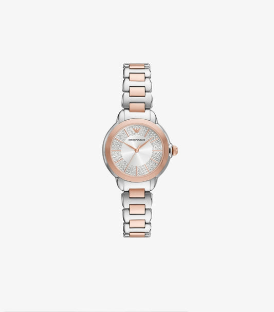 EMPORIO ARMANI THREE-HAND TWO-TONE STAINLESS STEEL WATCH - AR11643