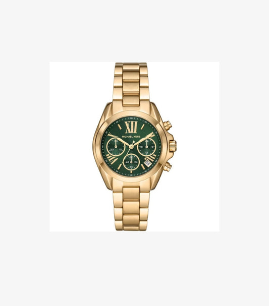 MICHAEL KORS BRADSHAW GOLD STAINLESS STEEL GREEN DIAL CHRONOGRAPH QUARTZ WATCH  - MK7257