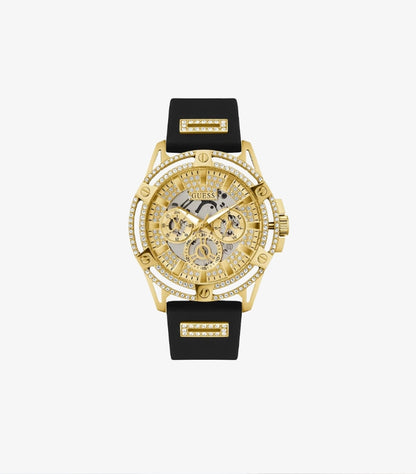 GUESS MENS BLACK GOLD TONE MULTI-FUNCTION WATCH GW0537G2
