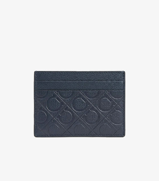 FERRAGAMO MEN’S GANCINI EMBOSSED LEATHER CARD HOLDER