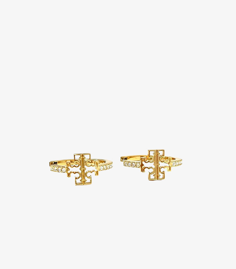 TORY BURCH BRITTEN PAVE HOOP EARRINGS