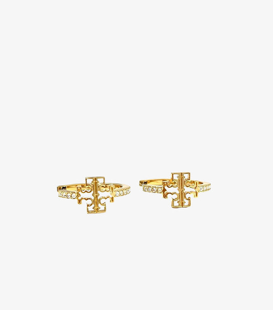 TORY BURCH BRITTEN PAVE HOOP EARRINGS