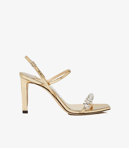 JIMMY CHOO CRYSTAL EMBELLISHED GOLD SANDAL