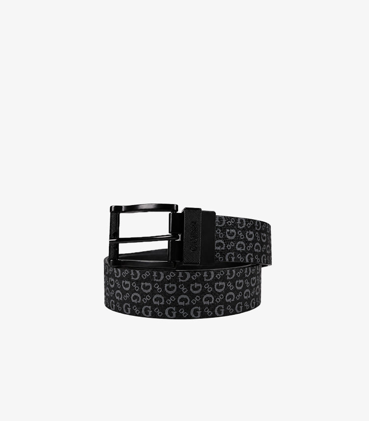 GUESS BLACK MONOGRAM PATTERN BELT