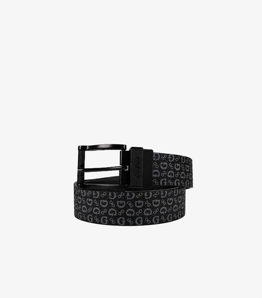 GUESS BLACK MONOGRAM PATTERN BELT