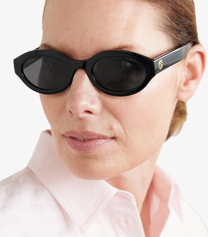 GUCCI EYE WEAR OVAL-FRAME ACETATE SUNGLASSES