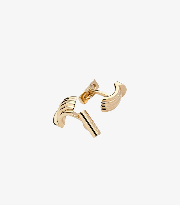 FERRAGAMO LOGO-ENGRAVED RIBBED CUFFLINKS