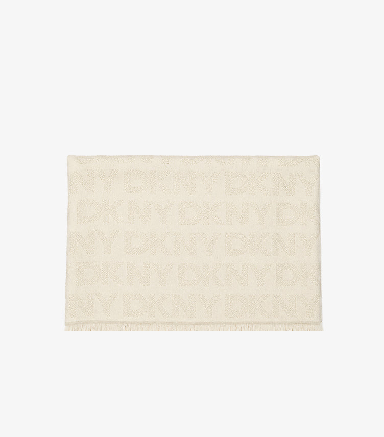 DKNY MONOGRAM FRINGE SCARF FOR WOMEN – SOFT LIGHTWEIGHT DESIGNER FASHION WRAP