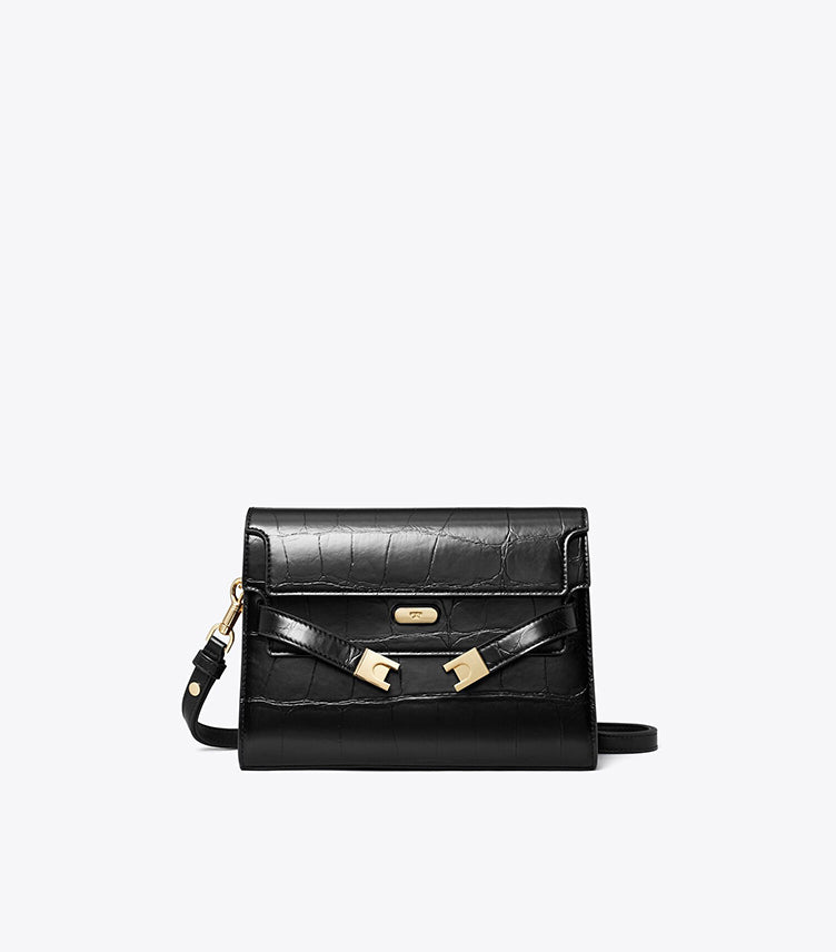 TORY BURCH LEE RADZIWILL CROC-EMBOSSED SHOULDER BAG