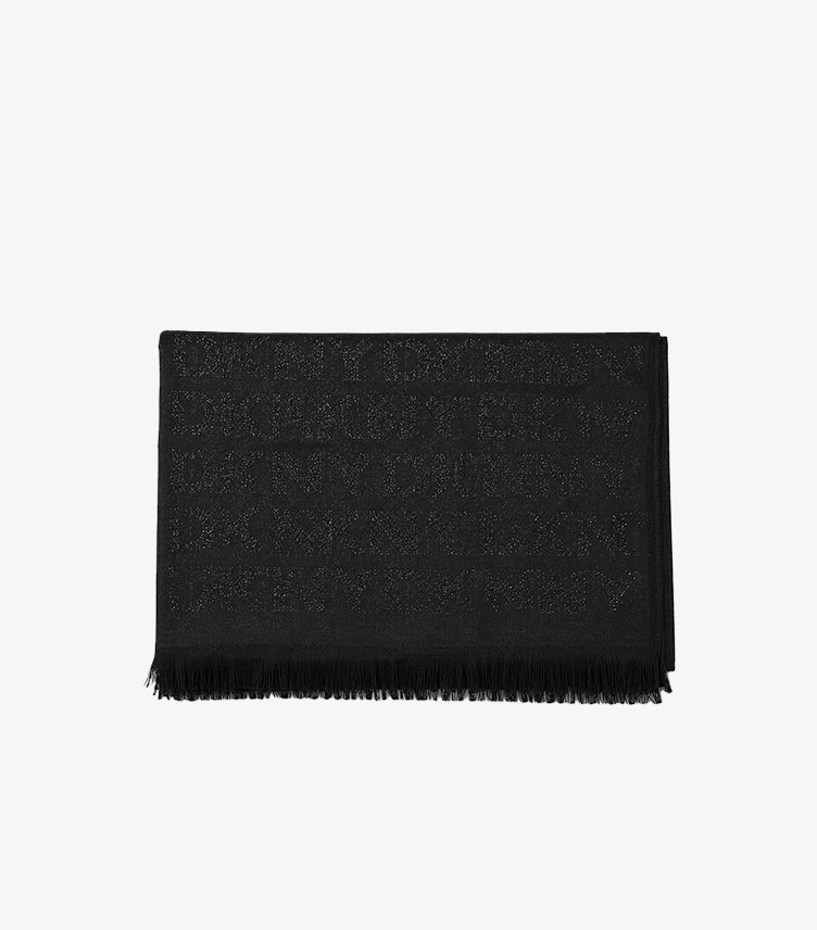 DKNY MONOGRAM FRINGE SCARF FOR WOMEN – SOFT LIGHTWEIGHT DESIGNER FASHION WRAP