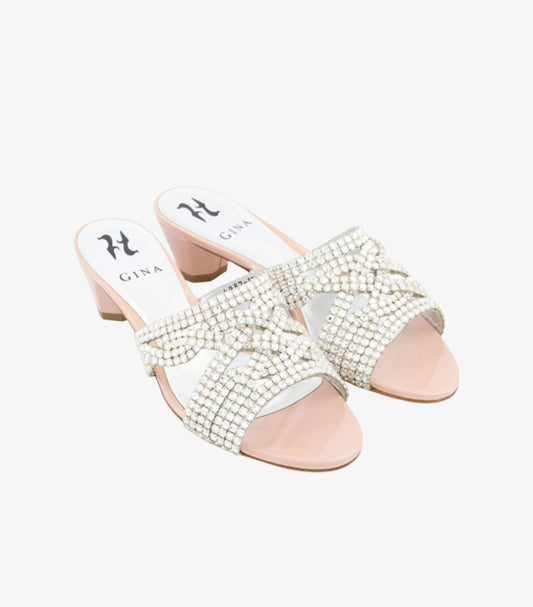 GINA CRYSTAL-EMBELLISHED MID-HEEL MULES