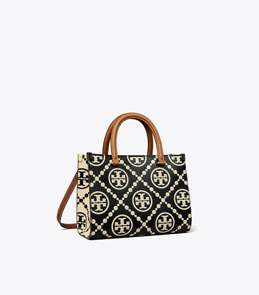 TORY BURCH T MONOGRAM TOP-HANDLE EMBOSSED TOTE