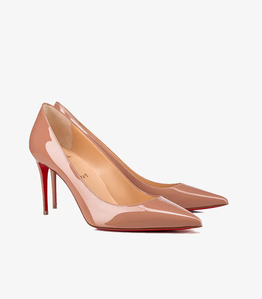 CHRISTIAN LOUBOUTIN PATENT LEATHER POINTED-TOE STILETTO PUMPS HEEL