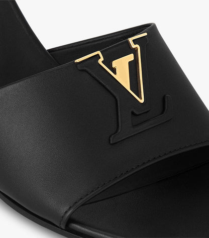 LOUIS VUITTON LV LOGO BLOCK HEEL MULES – BLACK