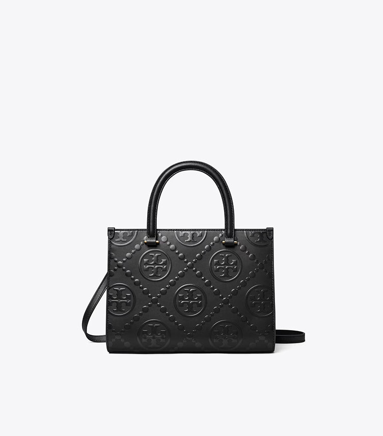 TORY BURCH T MONOGRAM TOP-HANDLE EMBOSSED TOTE