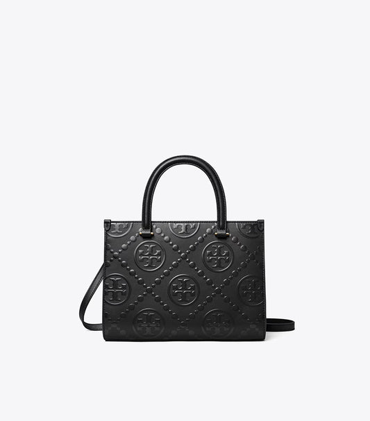 TORY BURCH T MONOGRAM TOP-HANDLE EMBOSSED TOTE