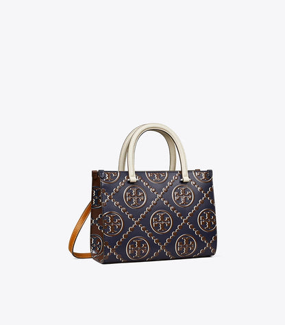 TORY BURCH T MONOGRAM TOP-HANDLE EMBOSSED TOTE
