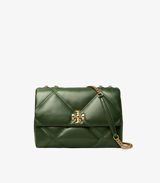 TORY BURCH WOMEN’S QUILTED LEATHER CROSSBODY BAG – OLIVE GREEN