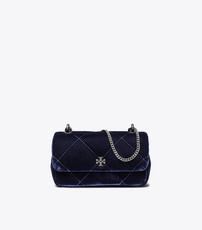 TORY BURCH MINI KIRA DIAMOND QUILT VELVET PAVÉ FLAP BAG