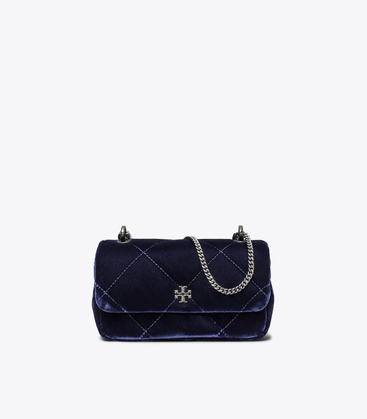 TORY BURCH MINI KIRA DIAMOND QUILT VELVET PAVÉ FLAP BAG