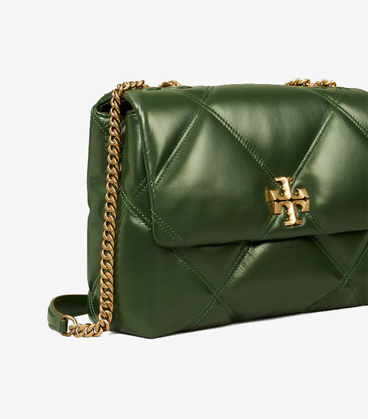 TORY BURCH WOMEN’S QUILTED LEATHER CROSSBODY BAG – OLIVE GREEN