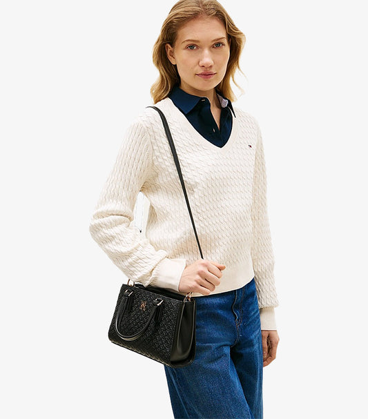 TOMMY HILFIGER TH MONOGRAM CROSSBODY TOTE BAG