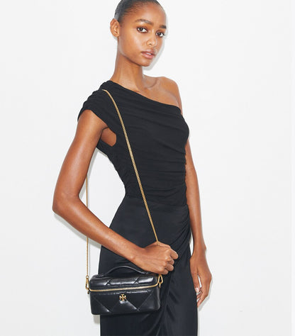 TORY BURCH KIRA DIAMOND QUILT DISTRESSED CHARM VANITY CASE