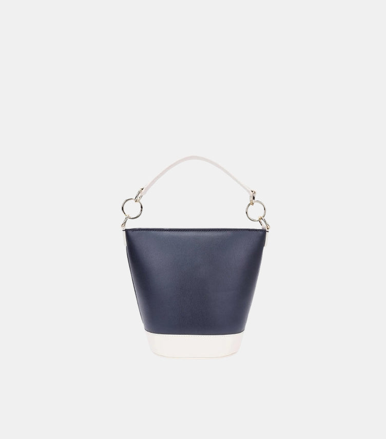 TOMMY HILFIGER WOMEN’S BUCKET SHOULDER BAG – NAVY & WHITE COLOR-BLOCK
