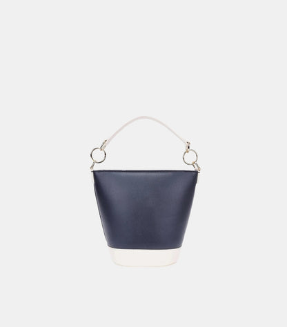 TOMMY HILFIGER WOMEN’S BUCKET SHOULDER BAG – NAVY & WHITE COLOR-BLOCK