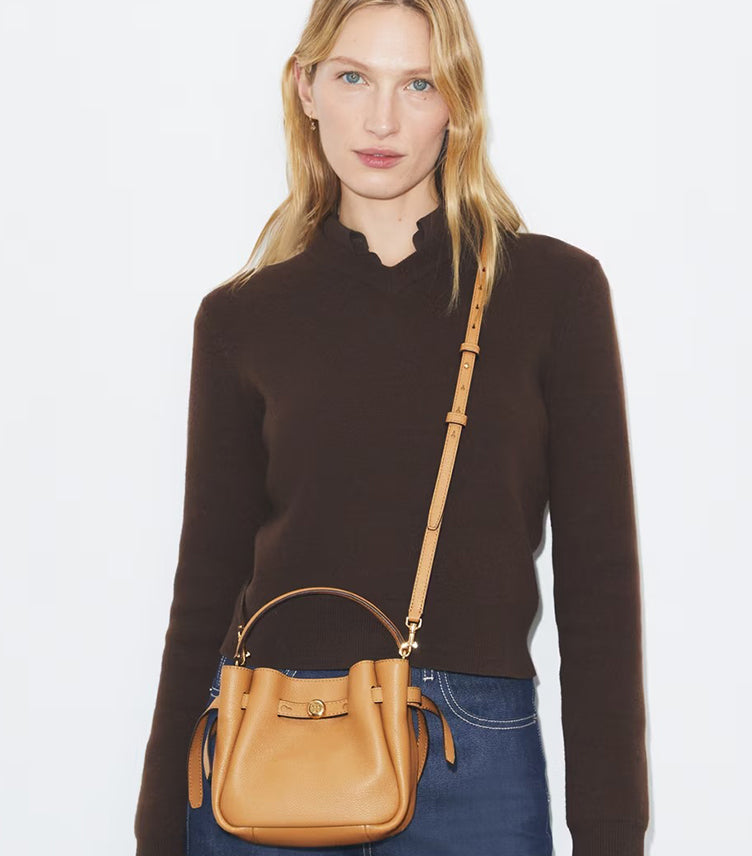 TORY BURCH MINI ROMY SUEDE BUCKET BAG
