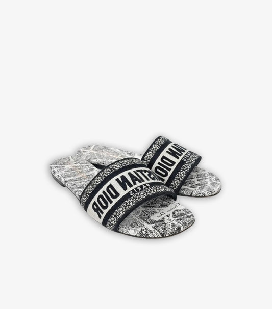 CHRISTIAN DIOR WHITE BLACK DWAY SLIDE
