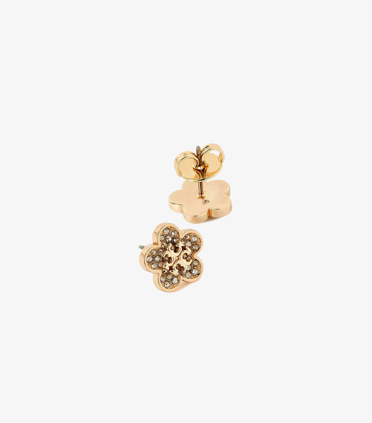 TORY BURCH KIRA PAVE FLOWER STUD EARRINGS