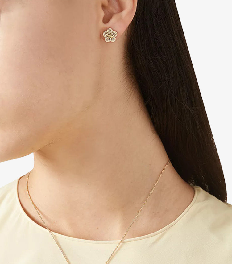 TORY BURCH KIRA PAVE FLOWER STUD EARRINGS