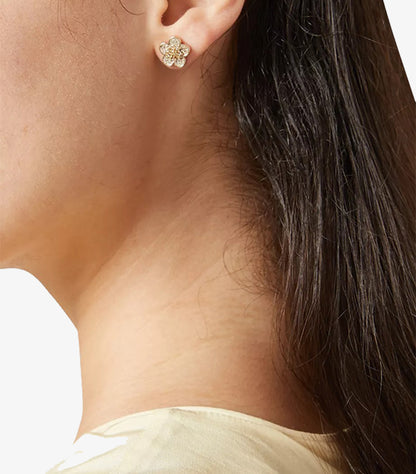 TORY BURCH KIRA PAVE FLOWER STUD EARRINGS