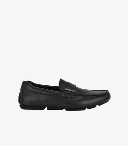 CALVIN KLEIN MEN’S CLASSIC BLACK LEATHER LOAFERS