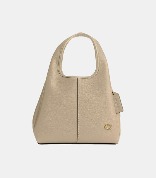 COACH POLISHED PEBBLE LEATHER LANA SHOULDER BAG 23, IVORY