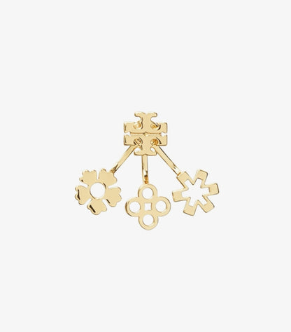 TORY BURCH  KIRA CLOVER FRONT-BACK EARRING