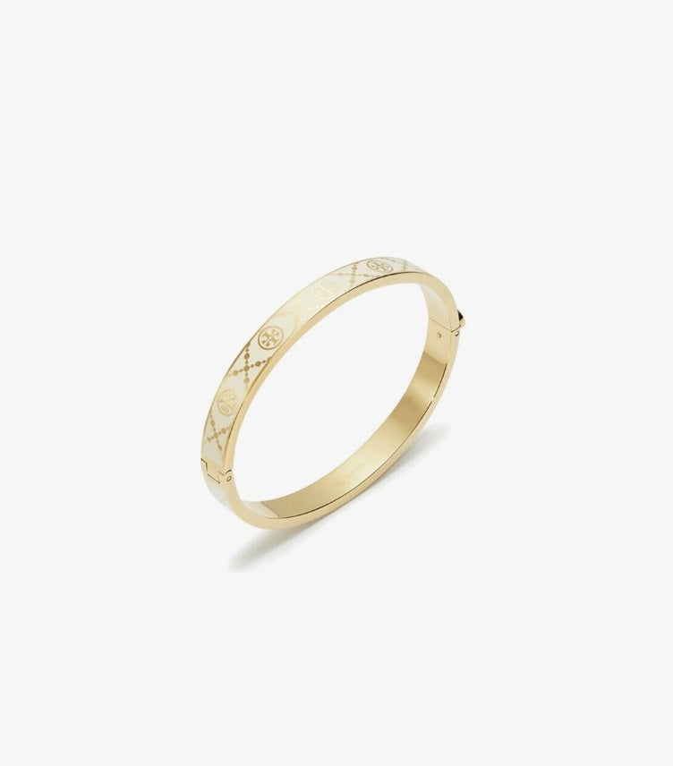 TORY DOUBLE T MONOGRAM HINGE BANGLE