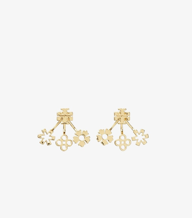 TORY BURCH  KIRA CLOVER FRONT-BACK EARRING
