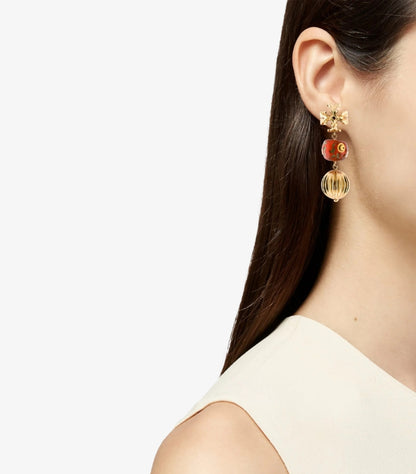 TORY BURCH RESIN ROXANNE DOUBLE DROP EARRINGS