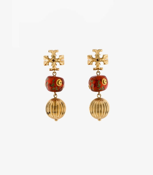 TORY BURCH RESIN ROXANNE DOUBLE DROP EARRINGS