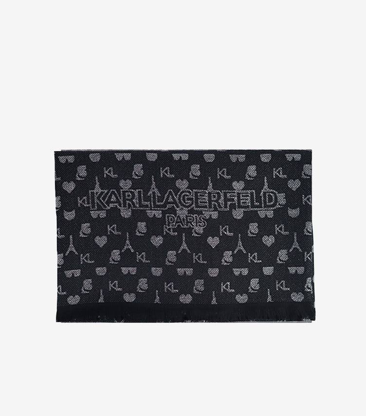 KARL LAGERFELD METALLIC ICON PRINT SCARF