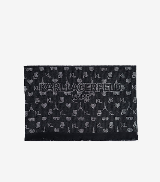 KARL LAGERFELD METALLIC ICON PRINT SCARF